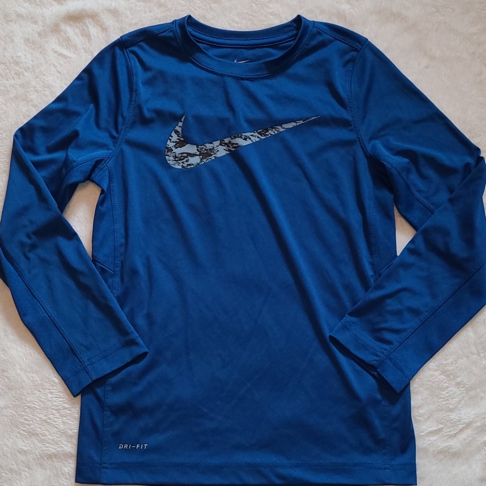 Boy's Blue Nike DriFit Shirt Long Sleeve Small